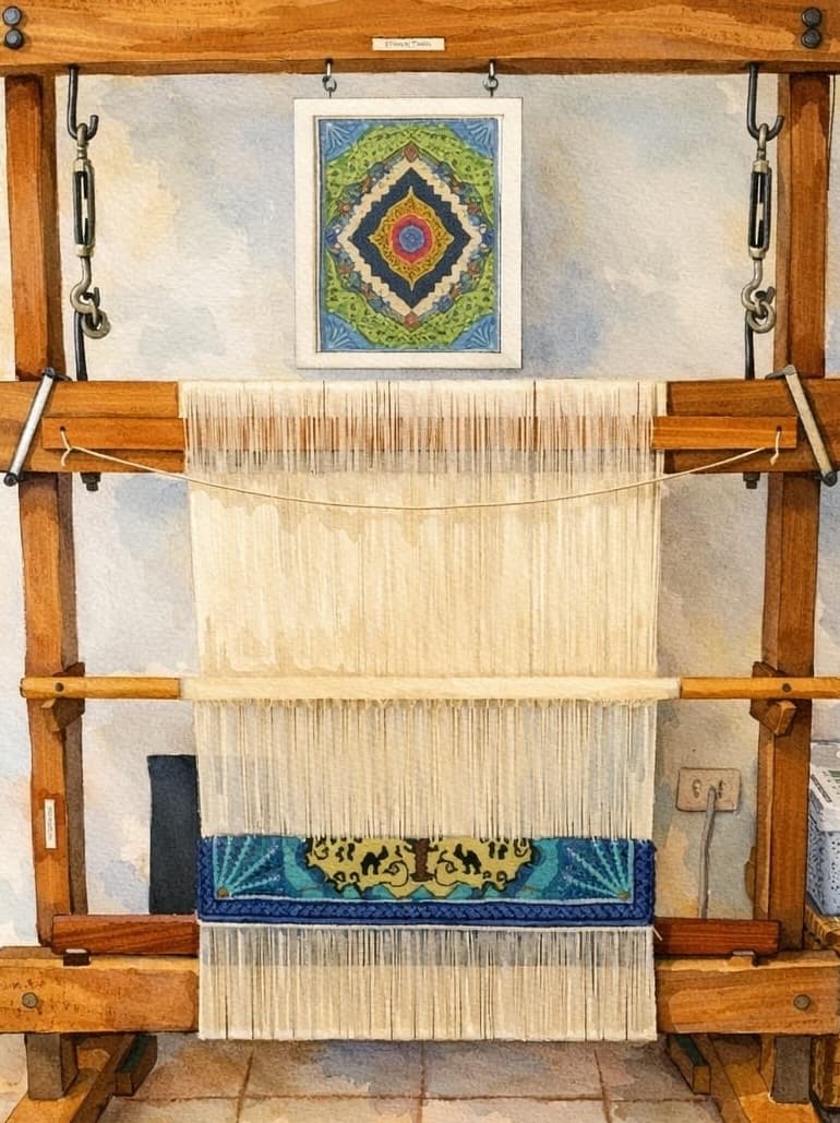 Tapete sendo criado no tear